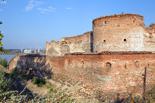 Kladovo, Serbia- September 10,2020:Close up of a wall structure of medieval fortification Fetislam, Serbia.