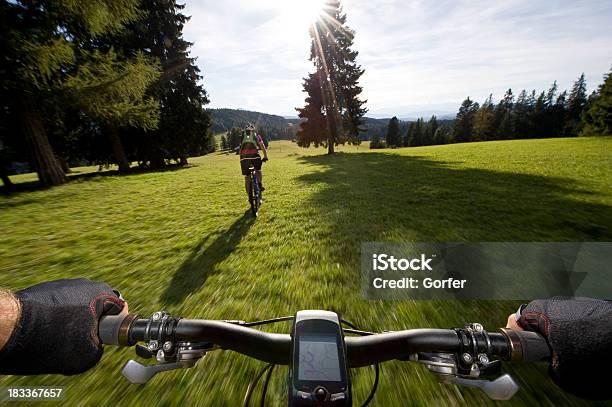 Mountain Bikers With Navigation Device Stock Photo - Download Image Now - Bicycle, Global Positioning System, Cycling