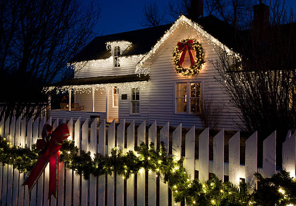 istock Old Farmhouse with Christmas Decorations 183367873