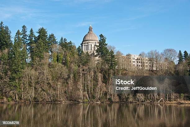 Washington State Capitol Building And Lake Stock Photo - Download Image Now - Architectural Dome, Architecture, Building Exterior