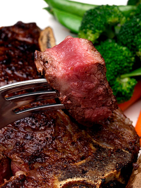 istock Bite of rare Strip Steak 183368396