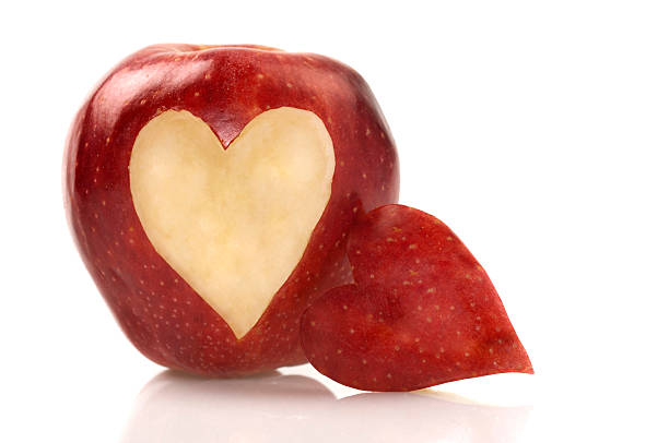 istock Red Apple With Heart Symbol 183369622