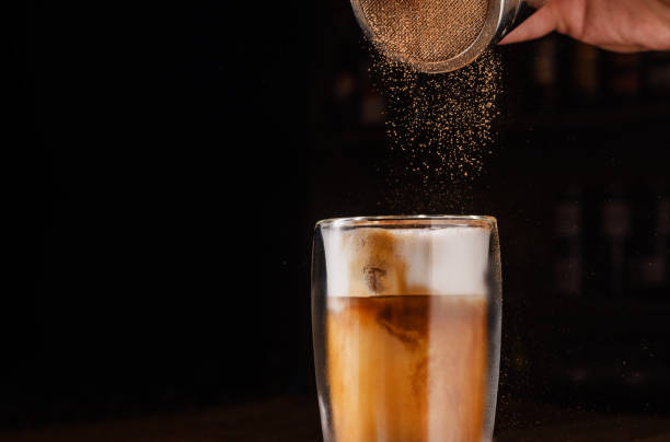 istock coffee drink with cream and ice on a dark wooden background 1833697778