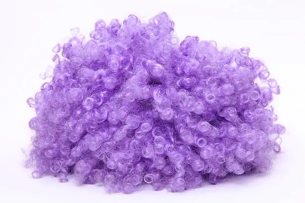 purple wig on white background