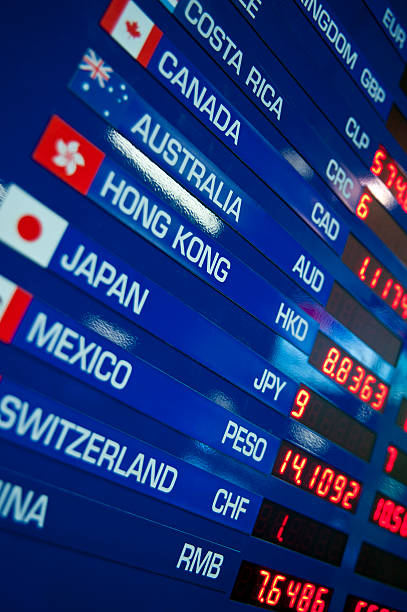 istock Board showing international exchange rates at airport 183371398