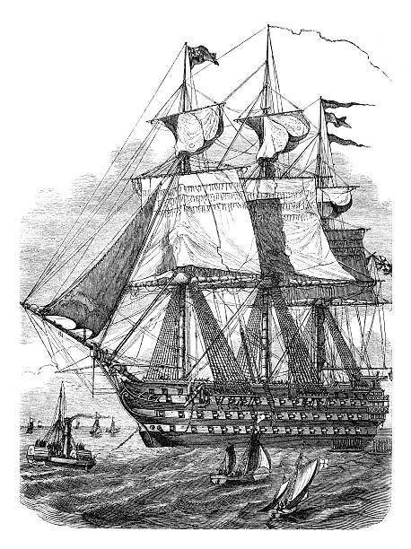 istock Engraving sailing ship Wellington at russian turkish war 1854 183371557