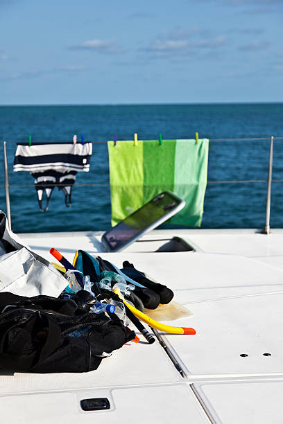 istock Diving equipment on  yacht deck. 183371825