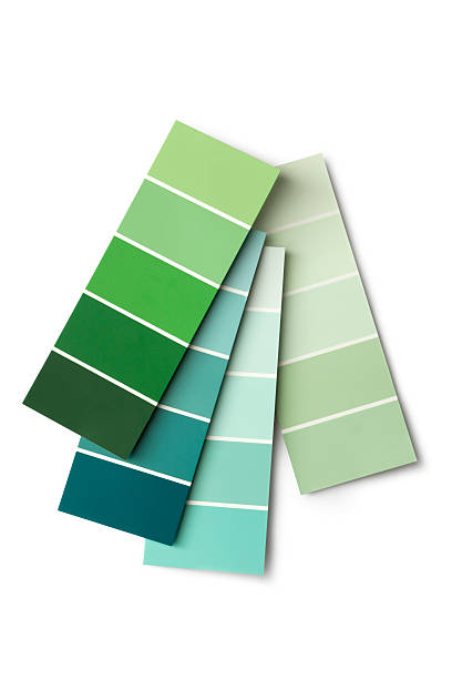pintura: muestras de color verde - muestra de colores fotografías e imágenes de stock