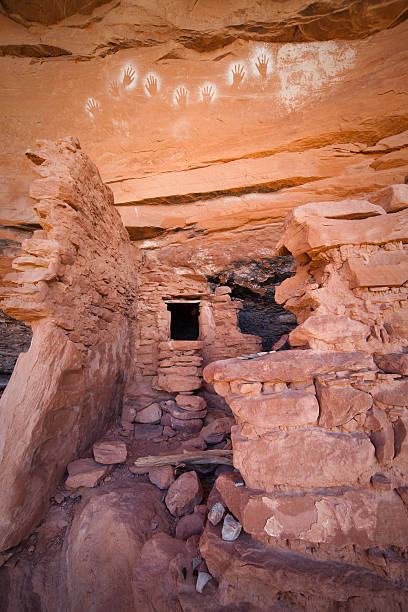 istock Ancient Indian Ruins with Handprint Pictographs 183372792