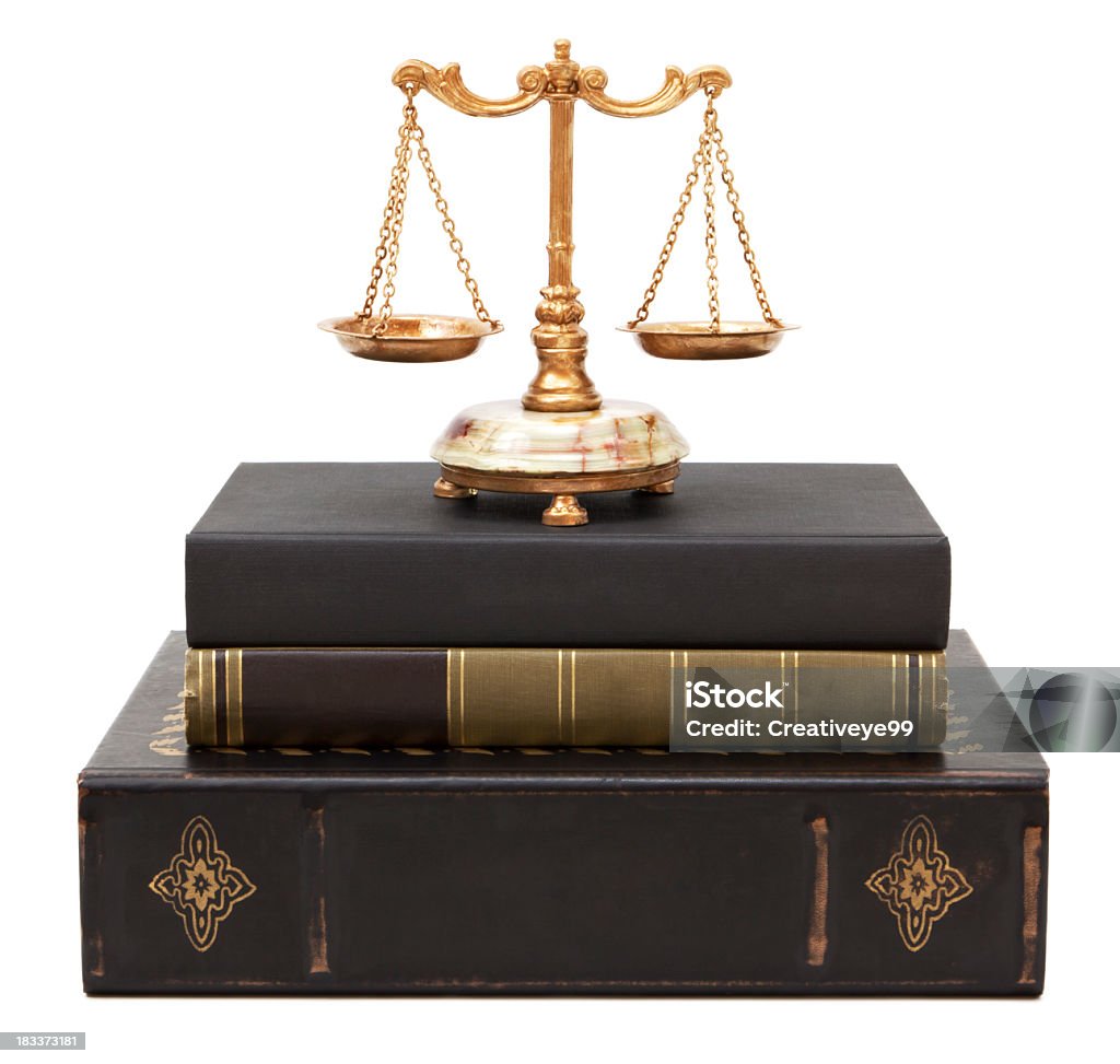 Libri legali e scale della Giustizia - Foto stock royalty-free di Bilancia della Giustizia