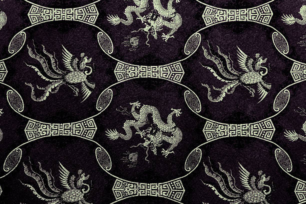 motivo di drago - asian culture dragon textile symbol foto e immagini stock