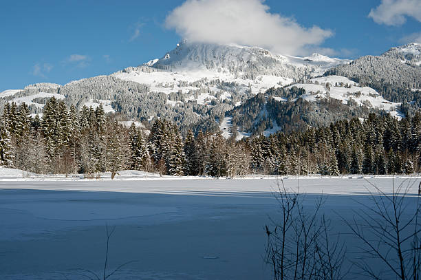 Winter Landscape Schwarzsee Kitzb&#252;hel stock photo
