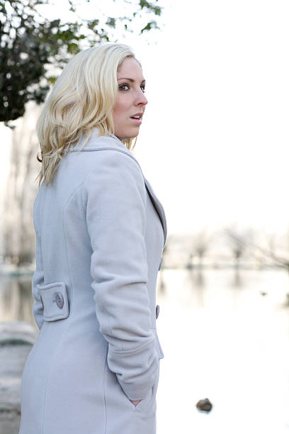 istock Blonde woman in winter 183374598
