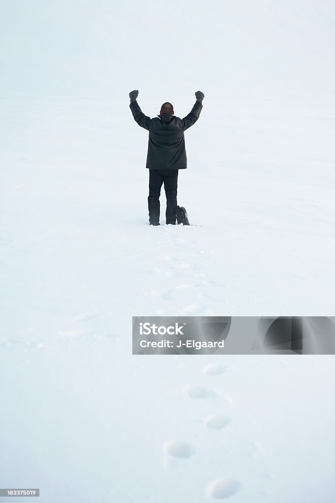 Biznes człowiek w śniegu storm Dopingować lub przytulnym wyzwania - Zbiór zdjęć royalty-free (Biały)
