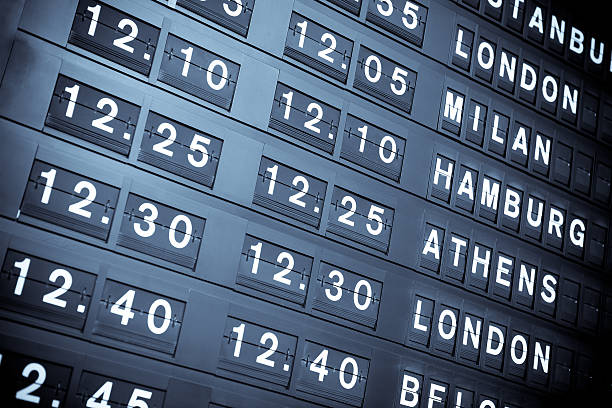 istock International arrival or departure flight information board 183375165