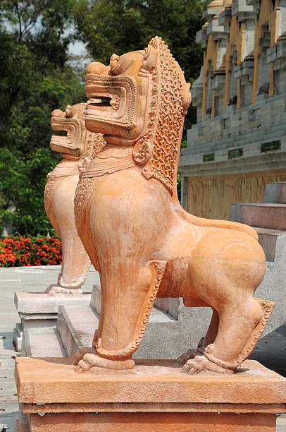 istock Lion in front of temple ,Thailand 183375860