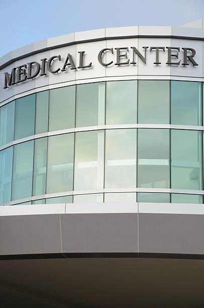 istock Modern medical center with sign 183376257