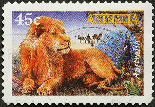 istock lion and other wildlife on  an Austalian stamp 183376620