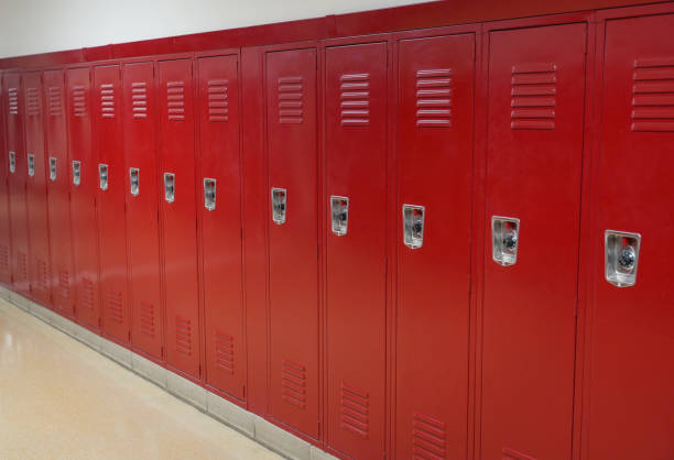 istock close up on red lockers in the school 1833769542
