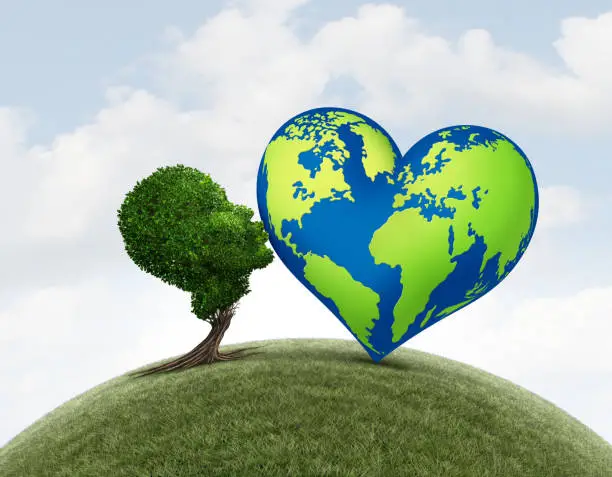 Planet Earth Tree Hug and Sustainability or Conservation as a symbol of eco friendly appreciation as green living and biodiversity for renewable energy and environmentalism or carbon footprint.