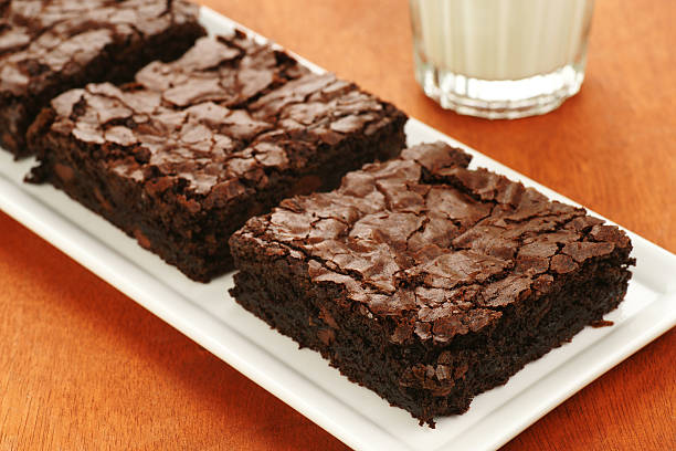 istock Extra Dark Chocolate Brownies and Milk. 183377541