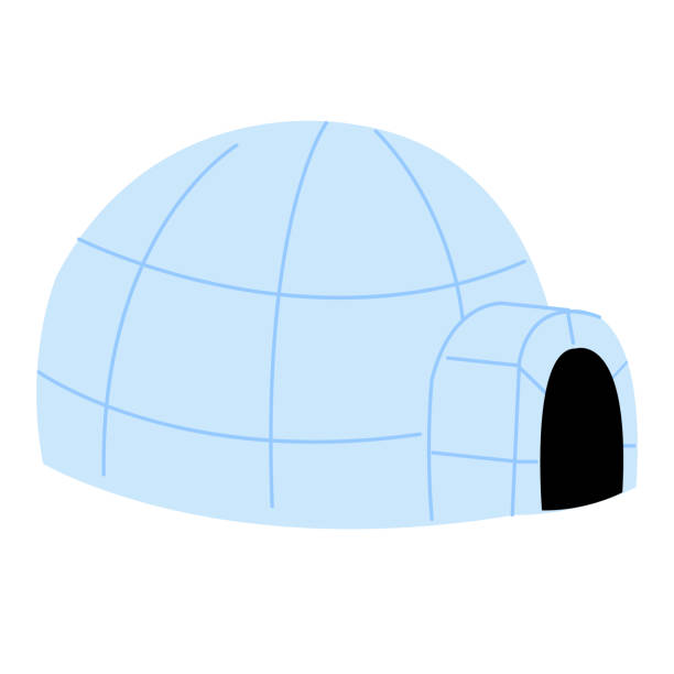 Cute cartoon style illustration of an igloo. Arctic house from ice blocs. Cute cartoon style illustration of an igloo. Arctic house from ice blocs. Isolated on white. houses in antarctica stock illustrations