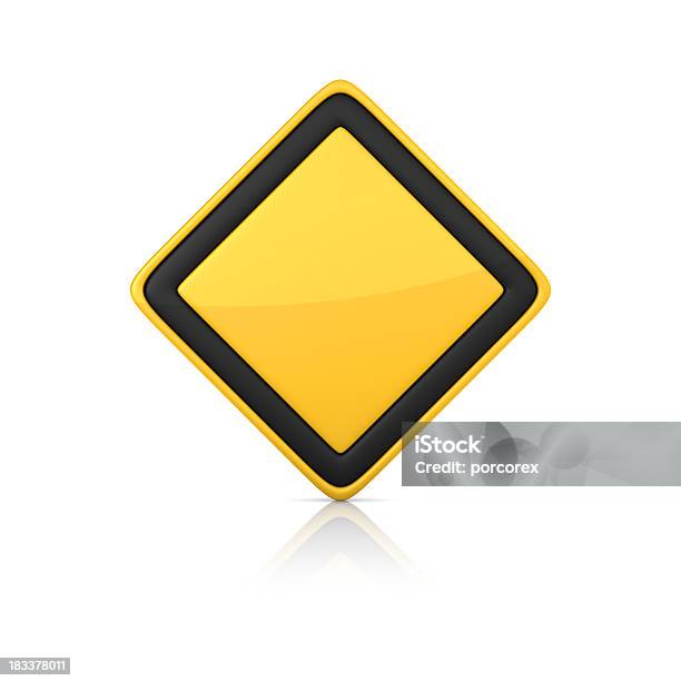 Blank Warning Sign Stock Photo - Download Image Now - Road Sign, Three Dimensional, Yellow