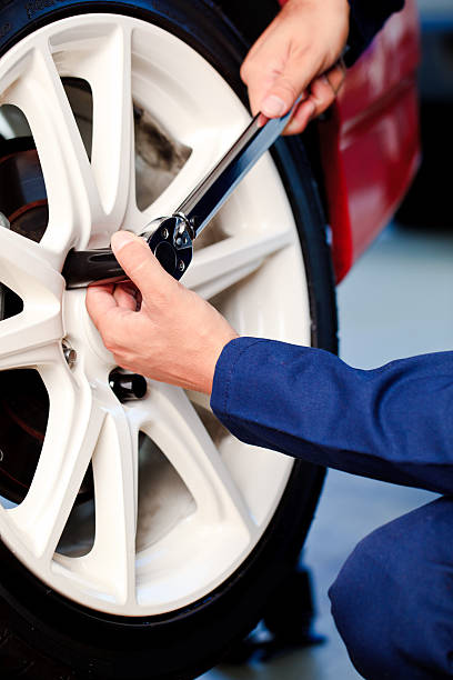 istock diagonal shot of locking lugnut 183378171