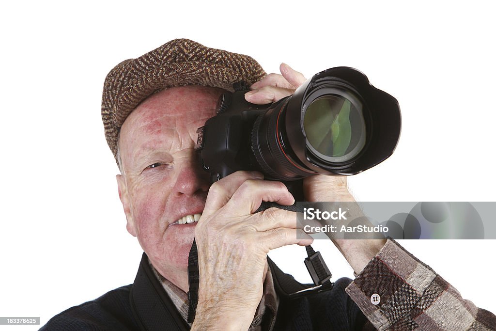 Senior photographer Senior photographer with modern digital DSLR camera Active Lifestyle Stock Photo