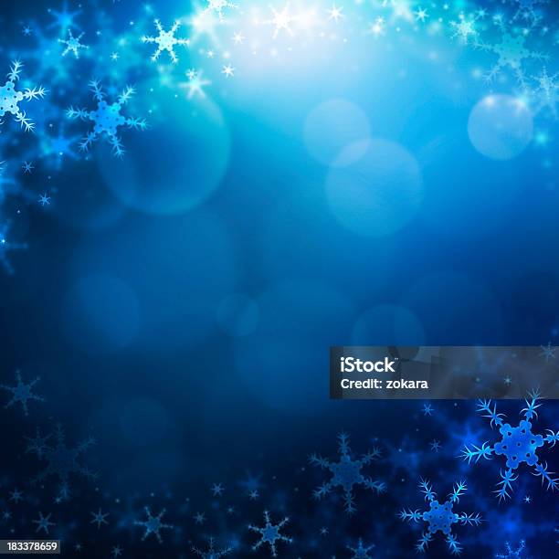 Snowflakes Background Stock Photo - Download Image Now - Dark Blue, Backgrounds, Snow