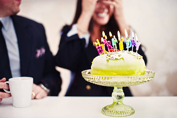 Woman getting a birthday cake