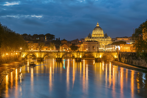 Night view of Vatican at sunny autumn day, Rome, Italy.