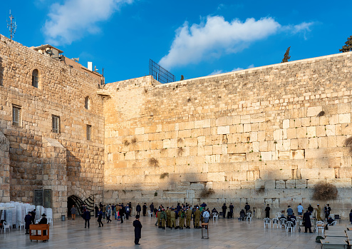 The Western wall is the holiest place to Judaism in the old city of Jerusalem, Israel.