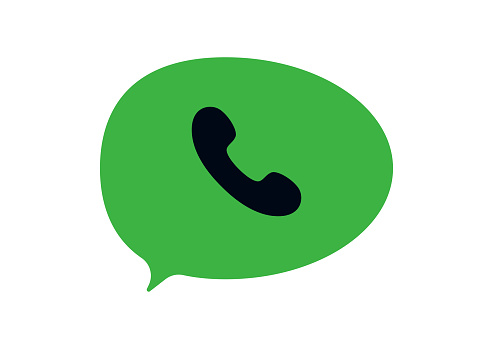Vector illustration of a speech bubble with a phone icon on in. Cut out design element on a transparent background on the vector file.