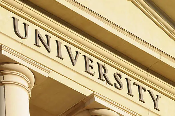 Photo of University sign close up