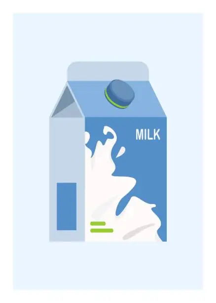 Vector illustration of Milk in carton packaging. Simple flat illustration