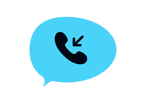 Vector illustration of a speech bubble with a phone icon on in. Cut out design element on a transparent background on the vector file.