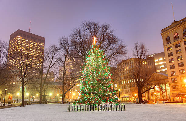 праздники в бостоне - boston winter snow massachusetts стоковые фото и изображения