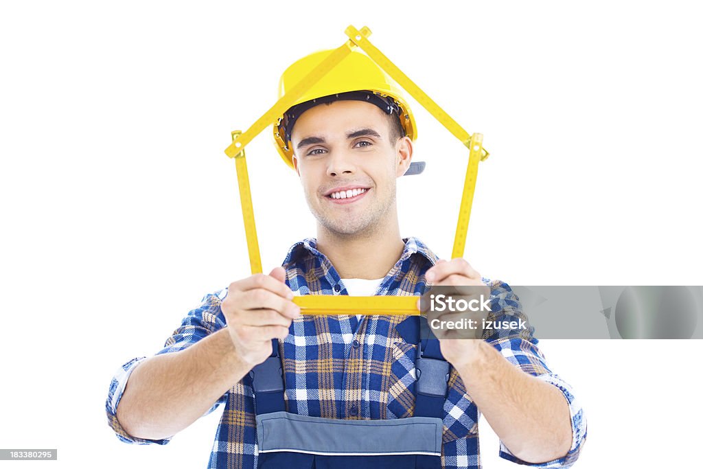 Jungen builder mit Haus-Form - Lizenzfrei 20-24 Jahre Stock-Foto