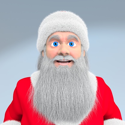 Santa Claus head cartoon character 3d render. santa claus face 3d illustration