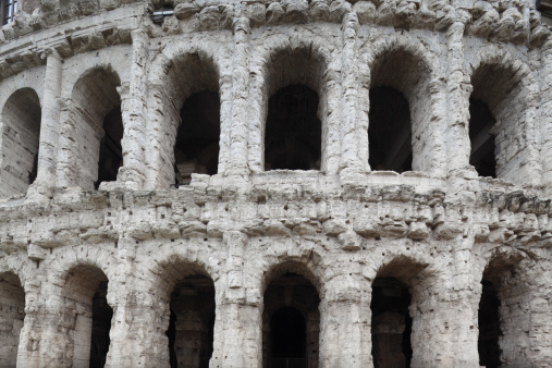 Close up Theatre of Marcellus in Rome, Italy