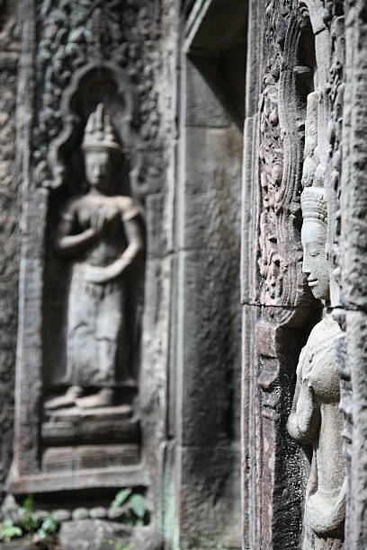 Sculptures at ancient Pre Rup temple, Angkor Wat, Cambodia stock photo