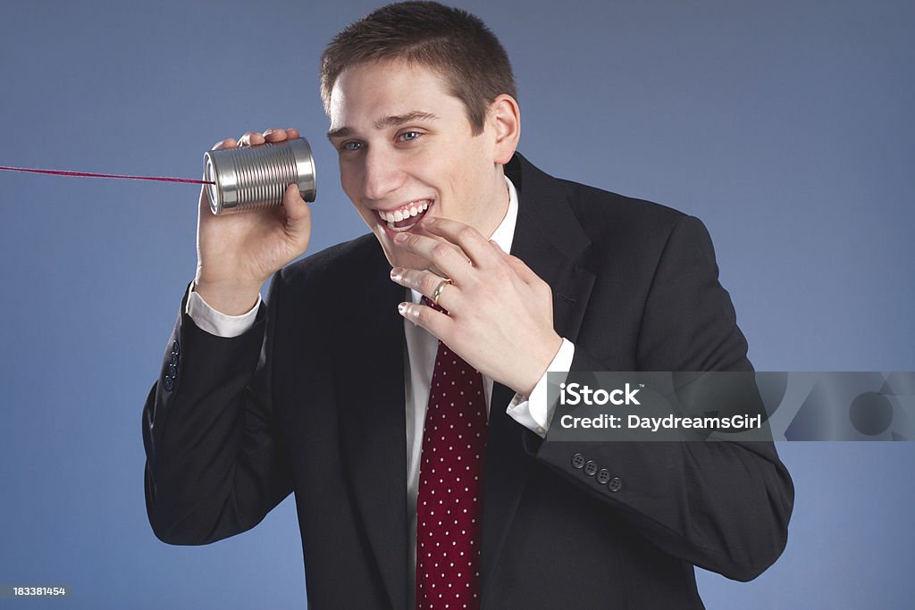 Business Mann auf Dosentelefon - Lizenzfrei Anzug Stock-Foto