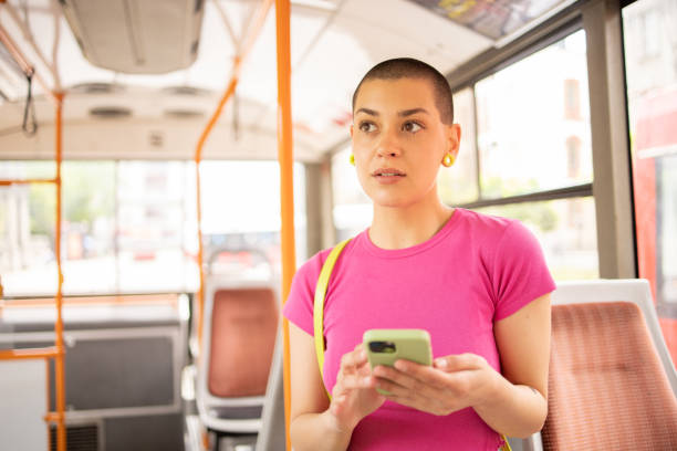 istock Young woman on public transportation 1833822179