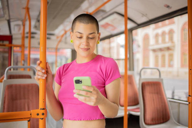 istock Young woman on public transportation 1833822698