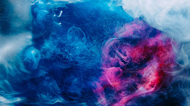 istock Ink drop background neon pink blue sparkling steam 1833824981