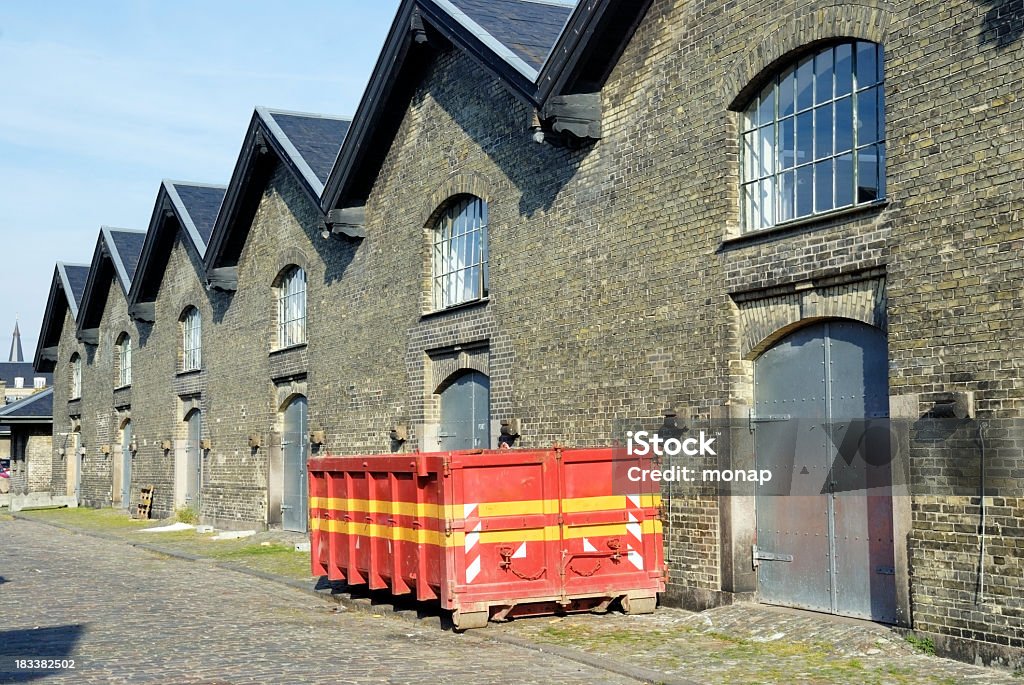 Old factory building and red container Abandoned Stock Photo