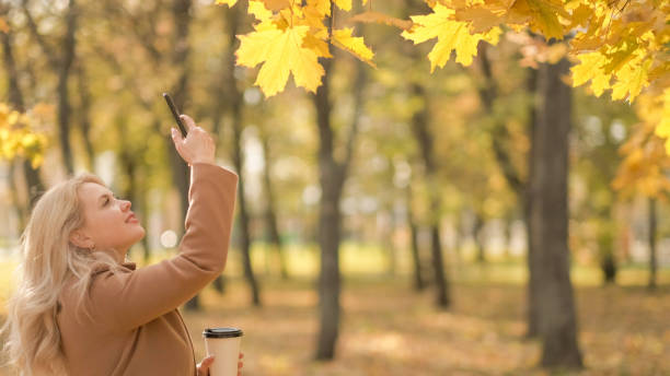 istock Autumn photo inspired woman mobile technology 1833826085