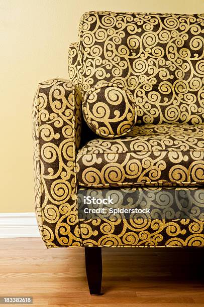 Couch With Patterned Fabric Stock Photo - Download Image Now - Architectural Feature, Architecture, Baseboard