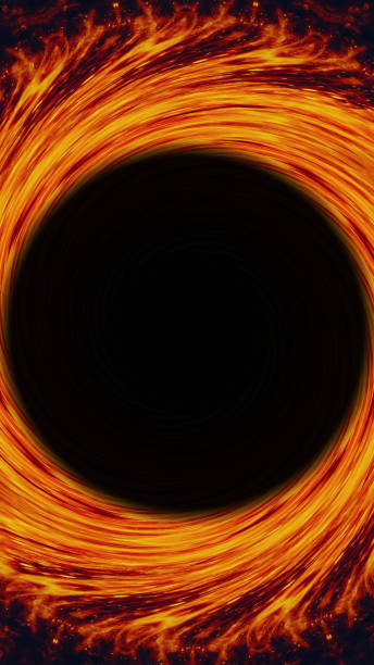 istock Flame swirl round frame orange vortex black hole 1833826636